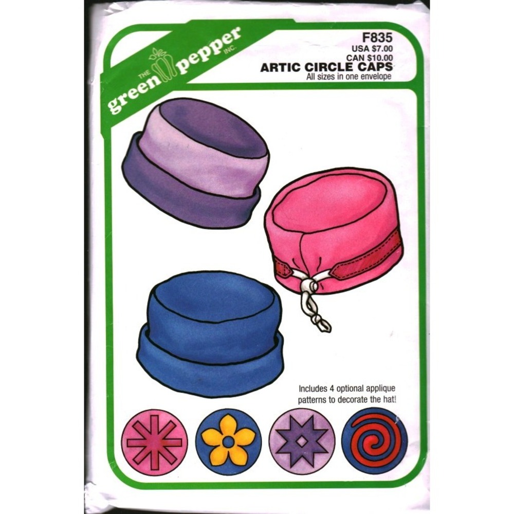 The Green Pepper F835 Artic Circle Caps Sewing Pattern Fleece Hat All Sizes